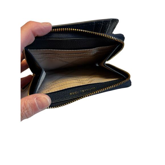 Michael Kors NWOT Portafoglio Jet Set Bifold Wallet Leather Blue Zip Around - Picture 4 of 7